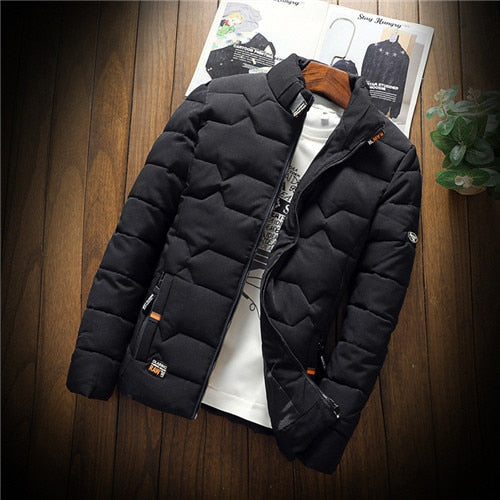 Men's quilted down jacket with stand-up collar, sleek everyday winter style and reliable warmth