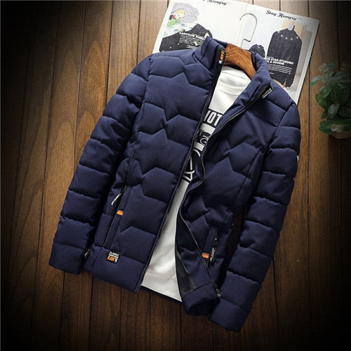 Men's quilted down jacket with stand-up collar, slim fit, structured warmth for everyday casual wear