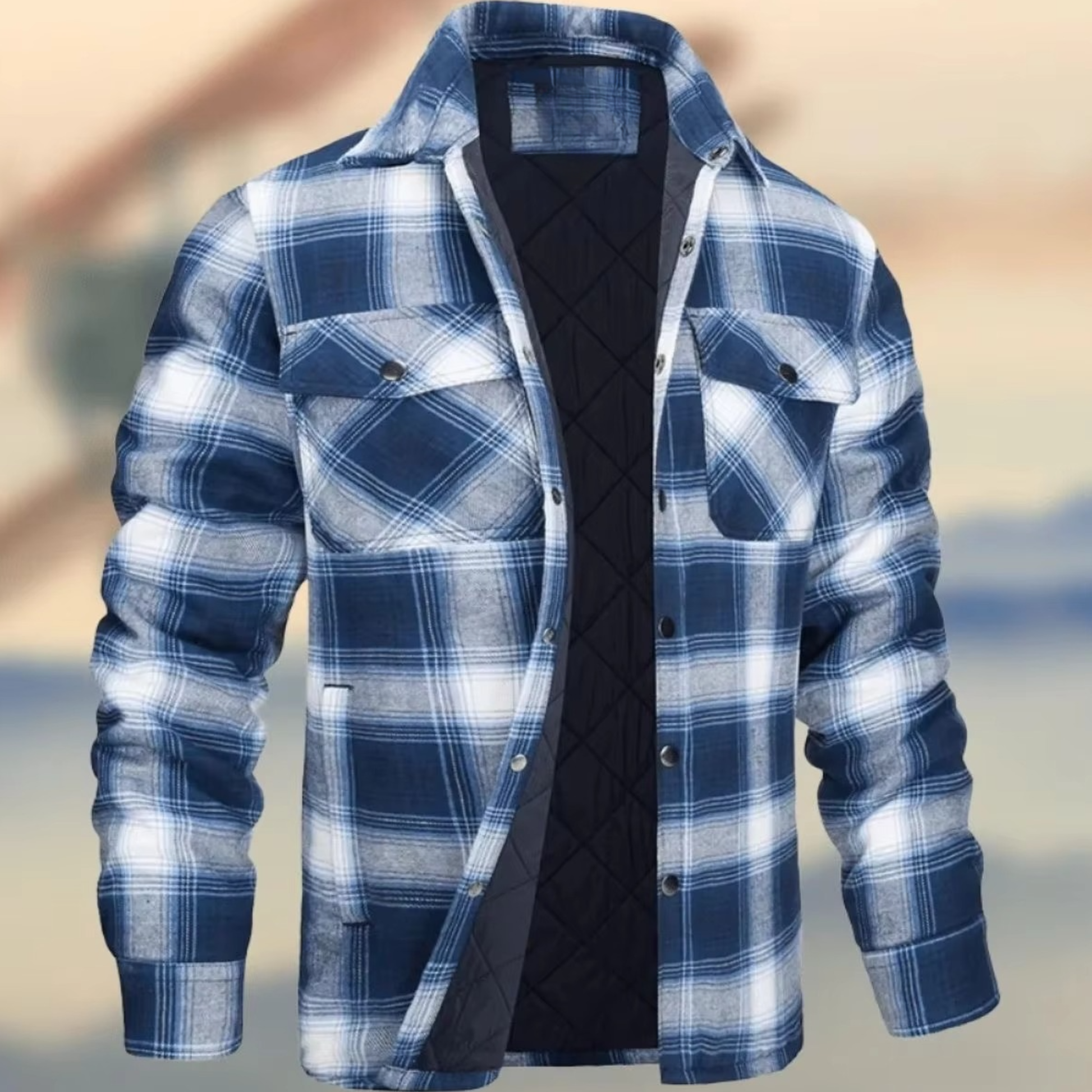 Men's thick cotton plaid jacket winter outerwear warm modern silhouette for outdoor adventures