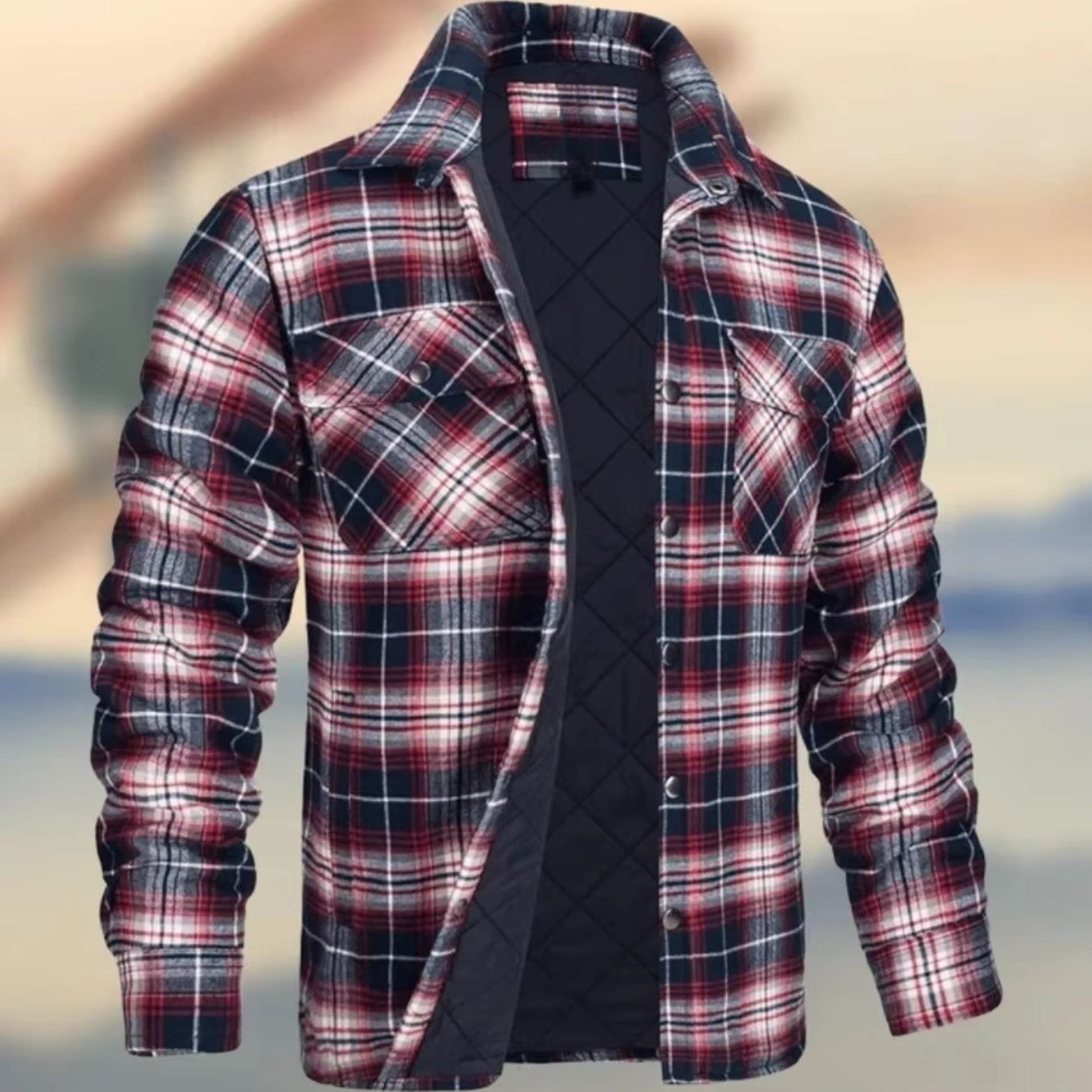 Men's thick cotton plaid jacket winter outerwear warm modern silhouette for outdoor adventures