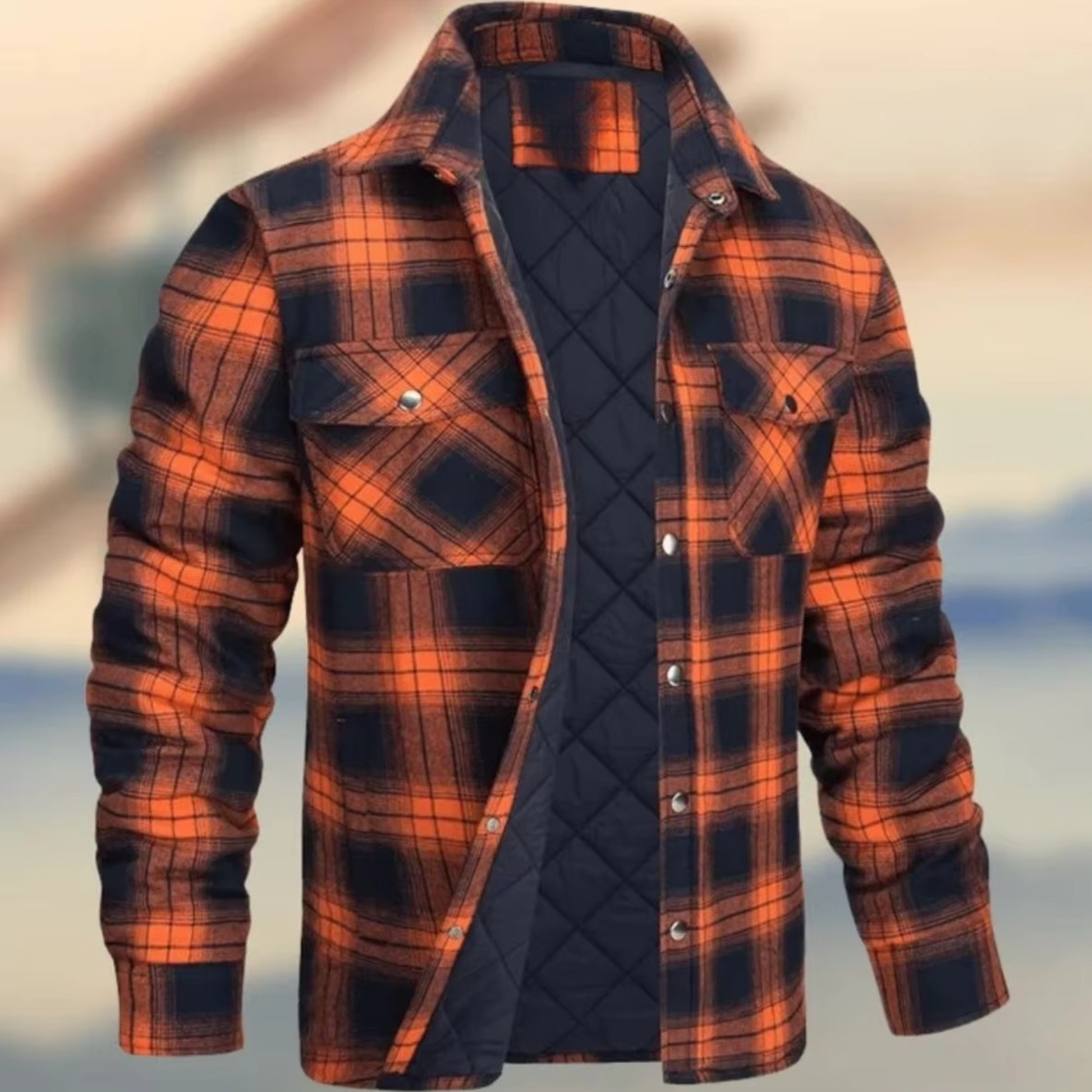 Men's thick cotton plaid jacket winter outerwear warm modern silhouette for outdoor adventures