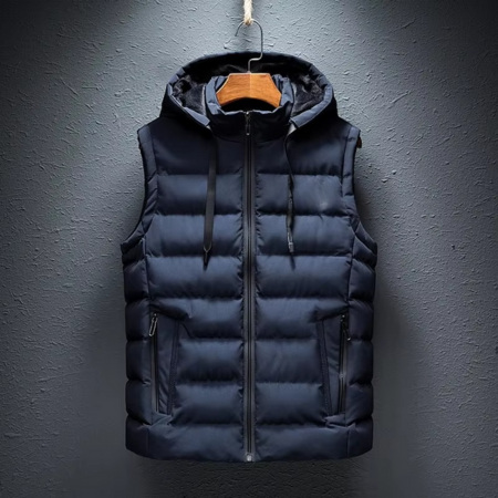 Men's plus size hooded sleeveless padded vest lightweight cotton blend relaxed fit up to 6XL