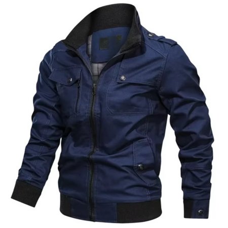 Men's cotton stand collar casual jacket lightweight versatile outerwear for spring and fall everyday