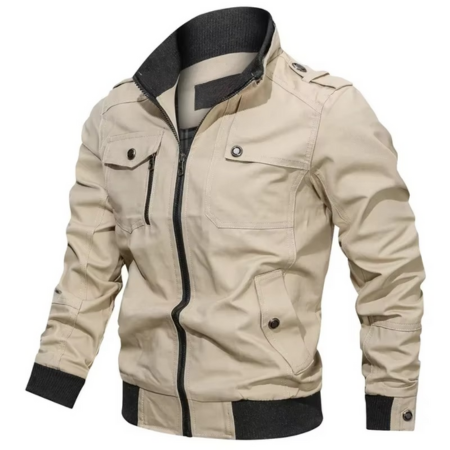 Men's lightweight cotton stand collar casual jacket versatile everyday outerwear for spring and fall