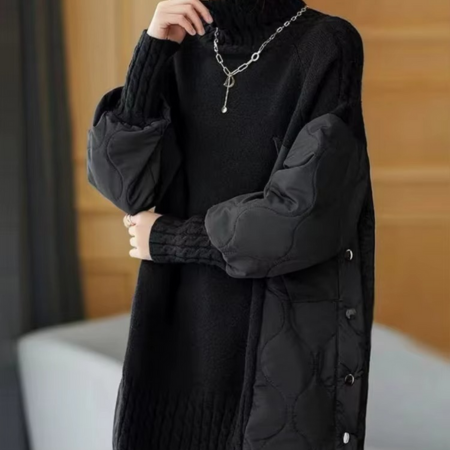 Women's cozy turtleneck pullover sweater loose fit casual long sleeve autumn winter top