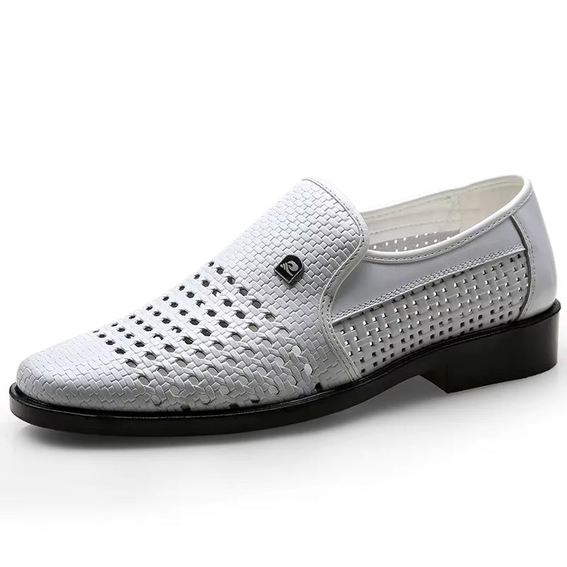 Calvair perforated calfskin woven loafer with breathable hollow-out design and ultra-flexible sole