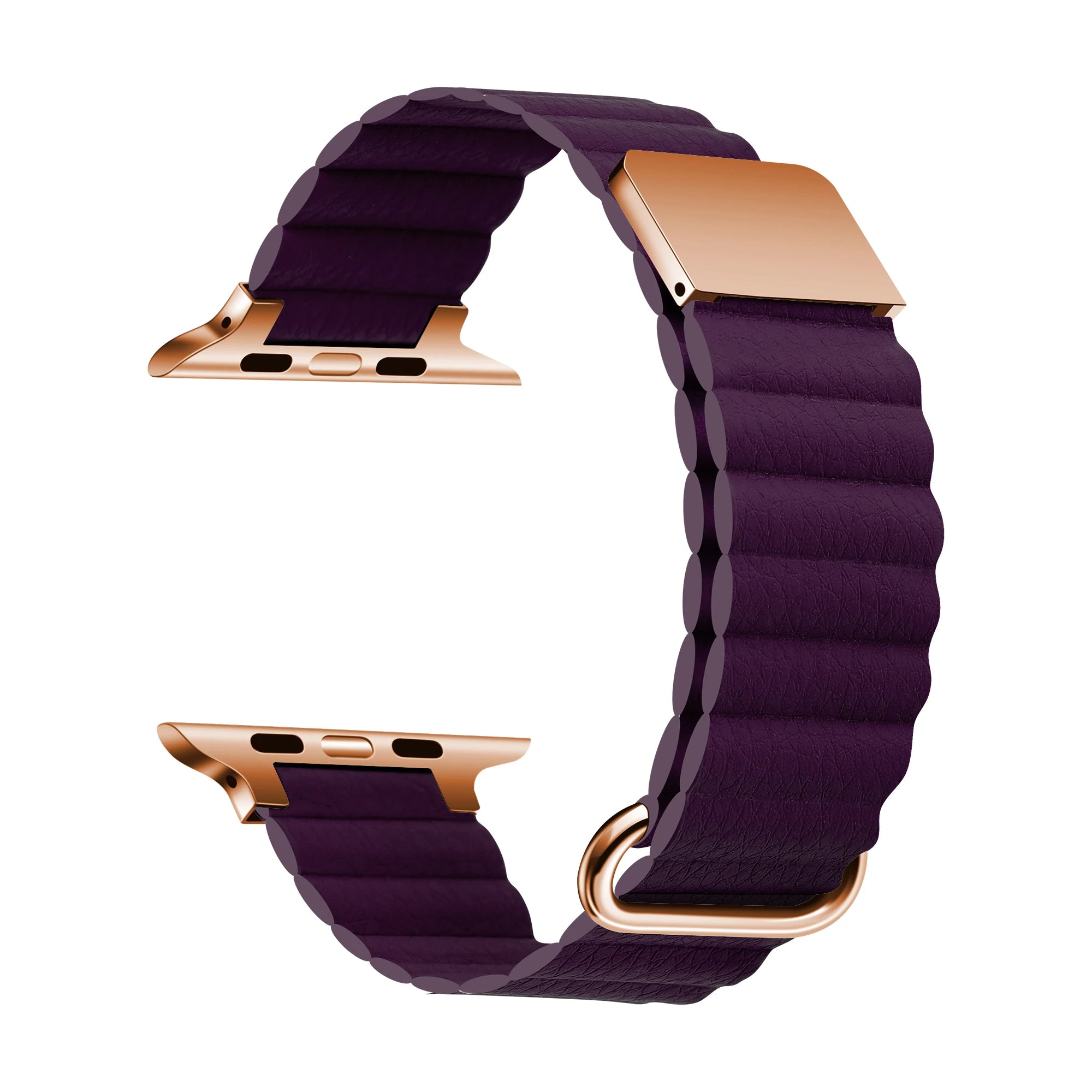 Blush genuine leather Watch band ridged texture magnetic closure everyday professional style