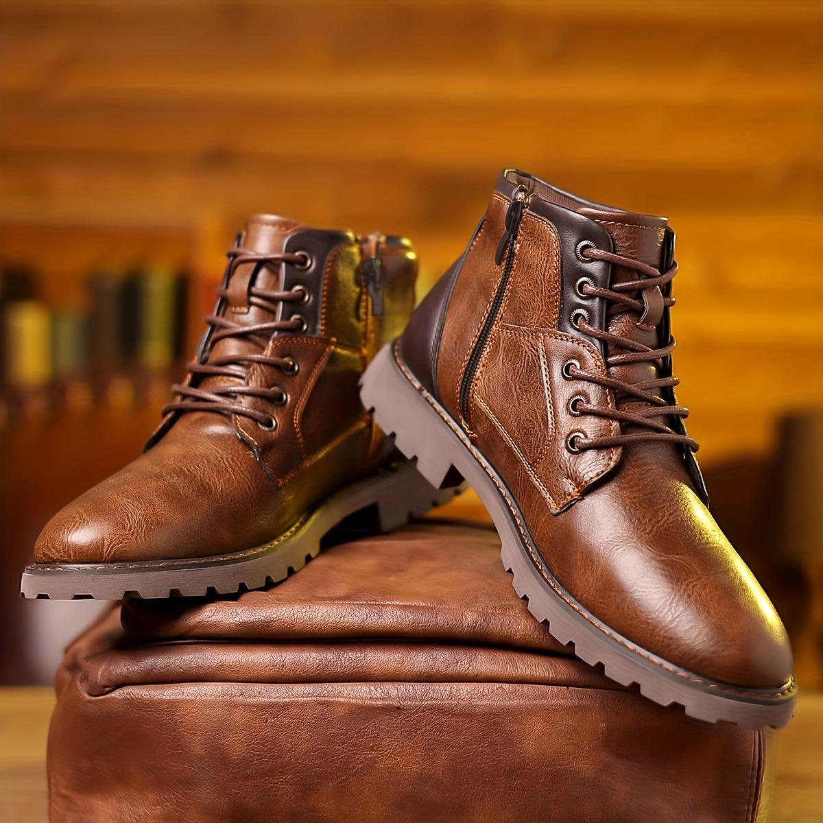 Benjamin men's brown leather hiking boots rugged trail comfort all-day ankle support