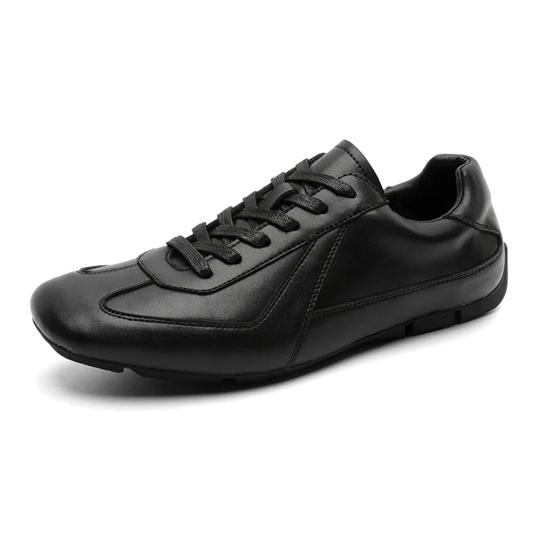 Monza low-top sneaker matte faux leather suede two-tone panels rounded toe urban style