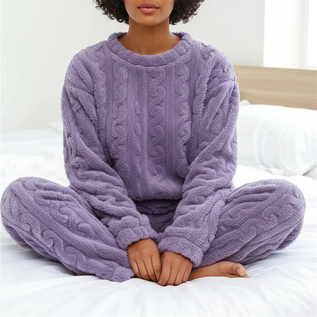 Women's long sleeve relaxed fit pajama set cozy coordinated nightwear for sleep and lounging