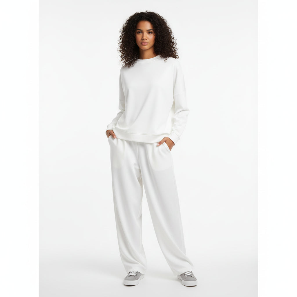 Women's two-piece lounge set long sleeve relaxed fit coordinated top and bottom casual comfort wear