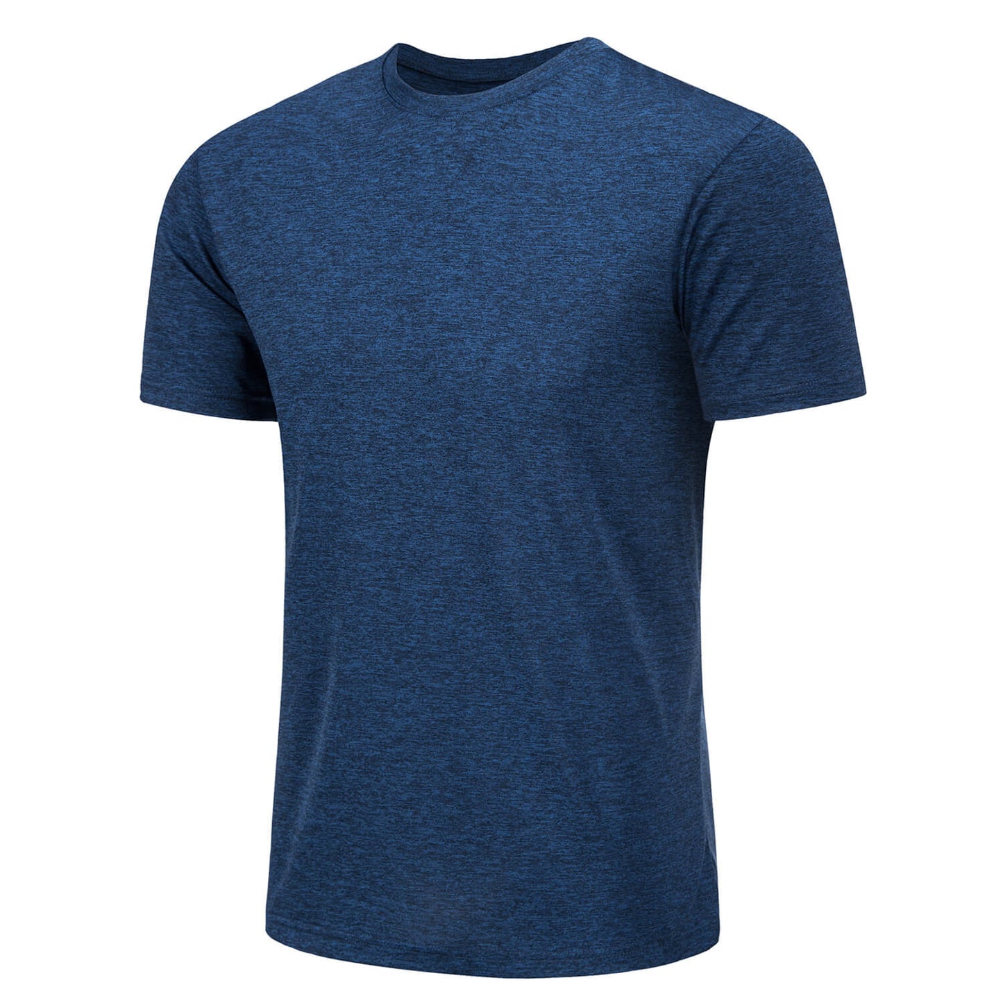 Men's solid round neck quick-dry polyester tee, lightweight breathable performance shirt for outdoor activities