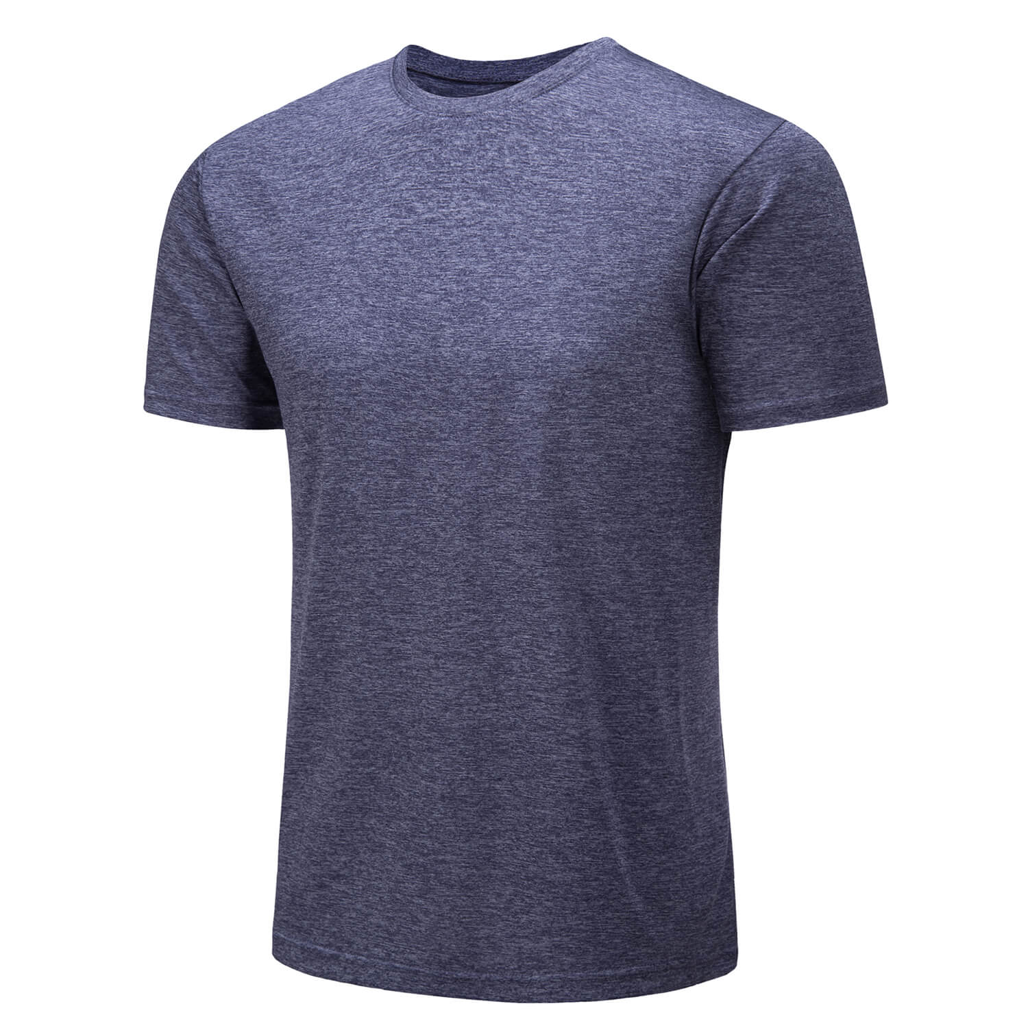 Men's solid quick-dry round neck performance T-shirt, lightweight breathable polyester for outdoor activities
