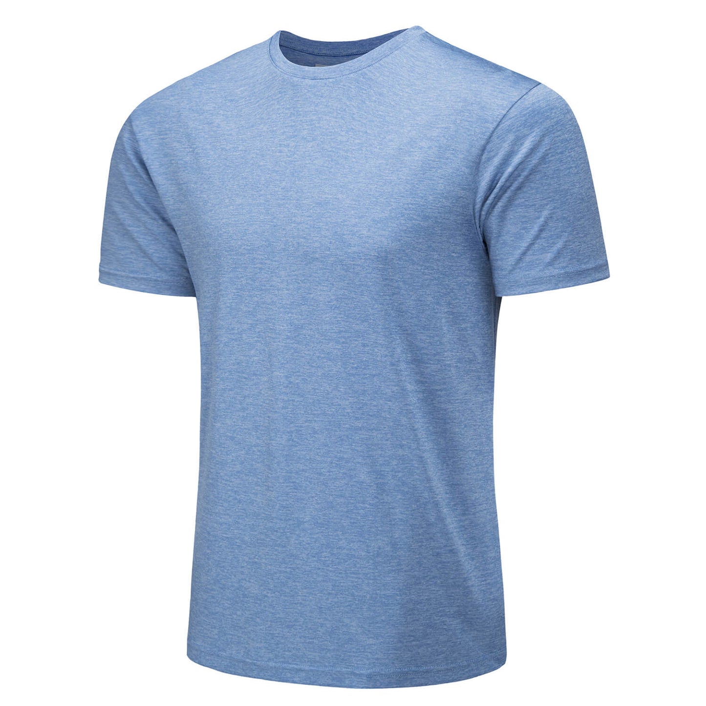 Men's solid quick-dry round neck performance T-shirt, lightweight breathable polyester for outdoor activities