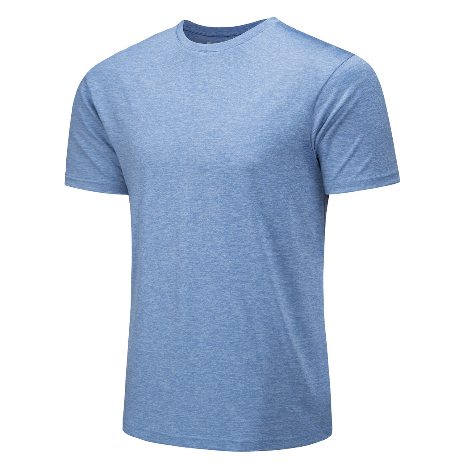 Men's solid quick-dry round neck performance T-shirt, lightweight breathable polyester for outdoor activities