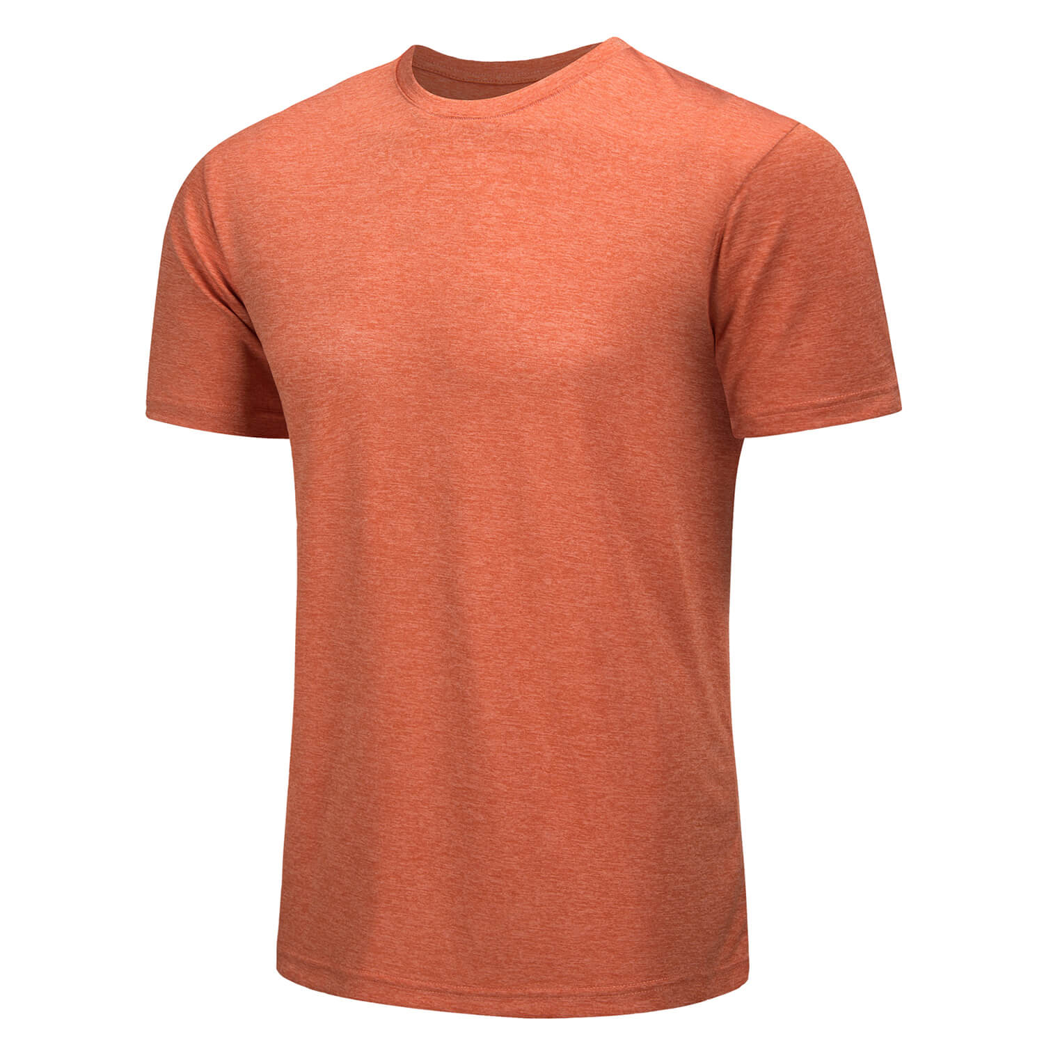 Men's solid quick-dry round neck performance T-shirt lightweight breathable polyester outdoor active fit