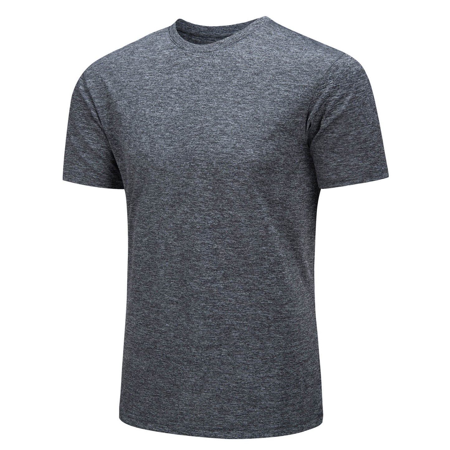 Men's solid quick-dry round neck performance tee, lightweight breathable polyester for outdoor activities