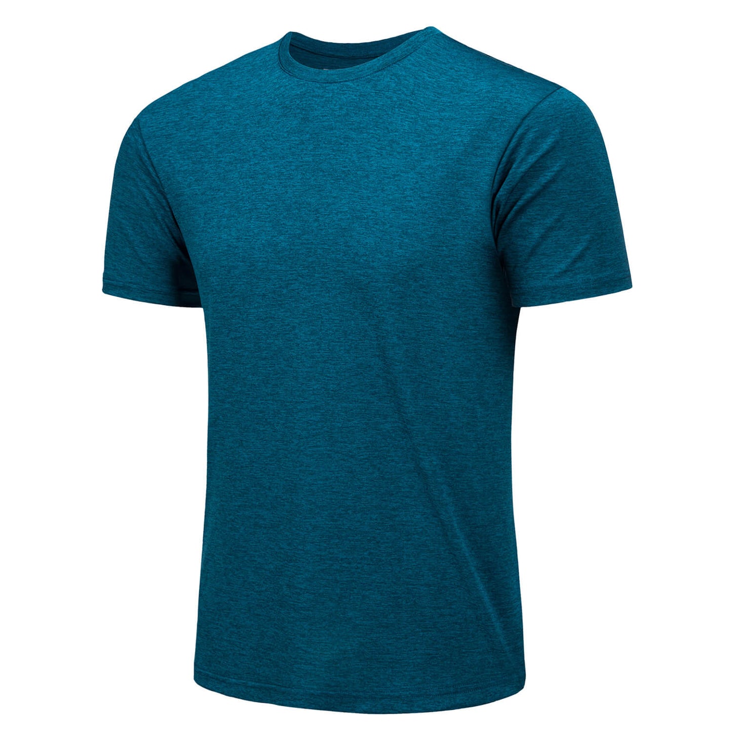 Men's solid quick-dry round neck performance tee, lightweight breathable polyester for outdoor activities