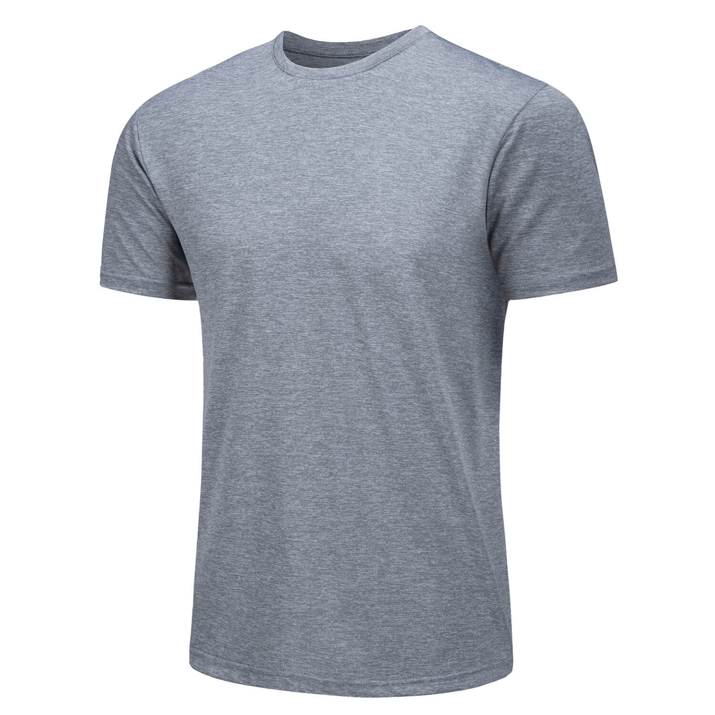Men's solid quick-dry round neck performance T-shirt, lightweight breathable polyester for outdoor activities