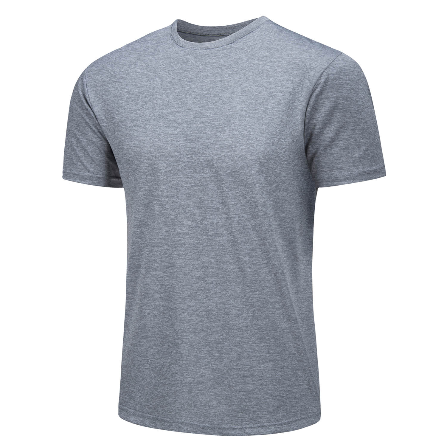 Men's solid quick-dry round neck performance T-shirt, lightweight breathable polyester for outdoor activities
