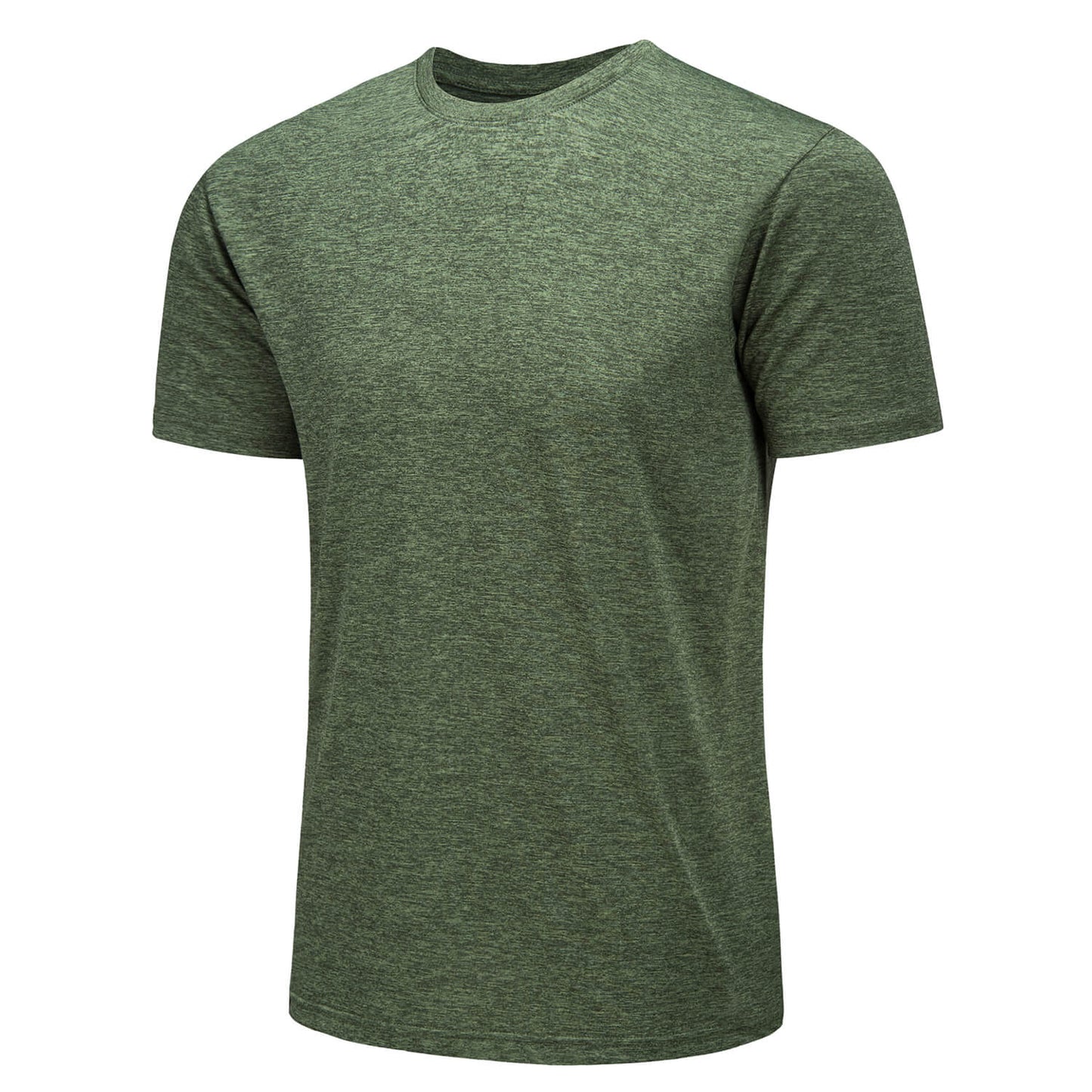Men's solid quick-dry round neck performance T-shirt lightweight breathable polyester for outdoor activities