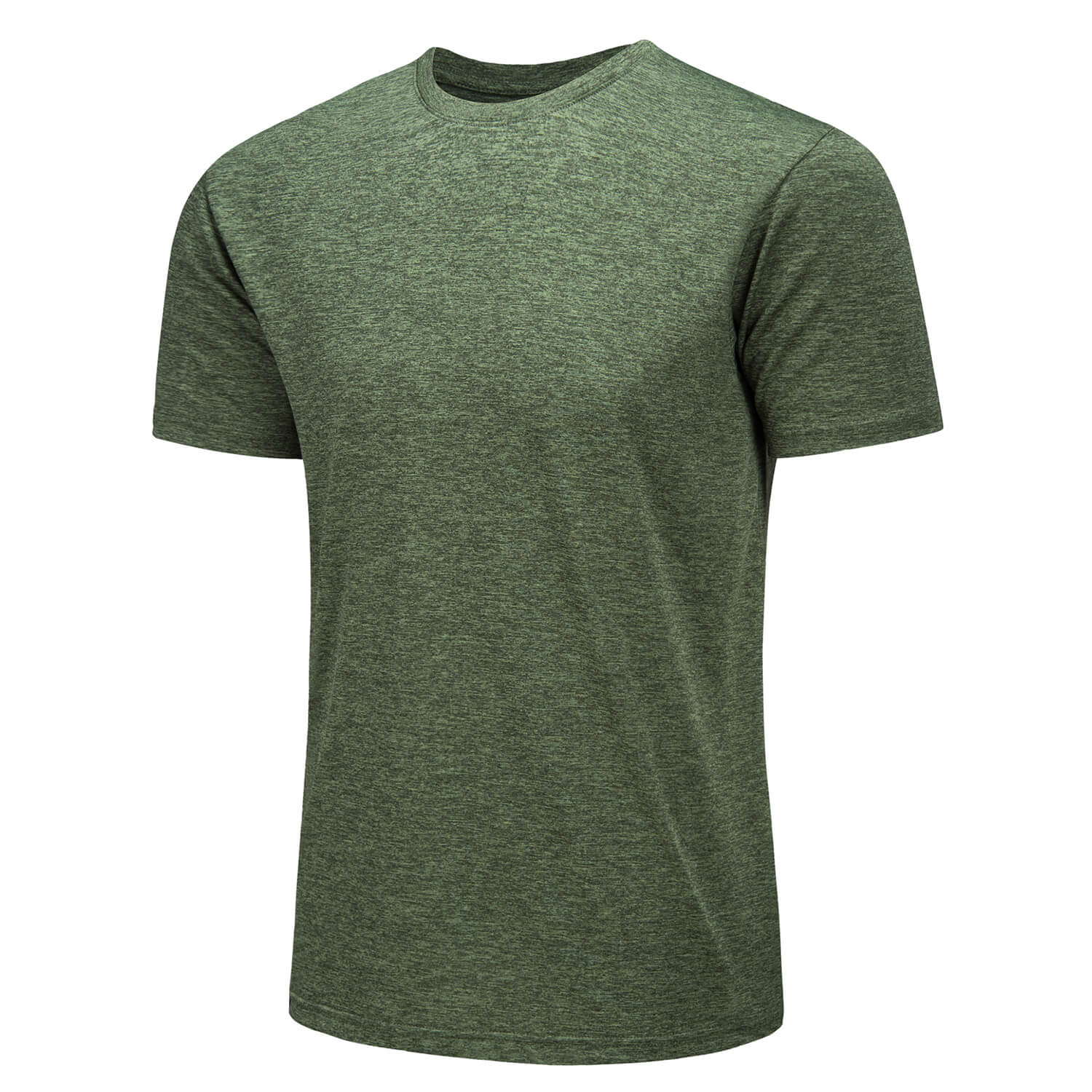 Men's solid quick-dry round neck performance T-shirt lightweight breathable polyester for outdoor activities