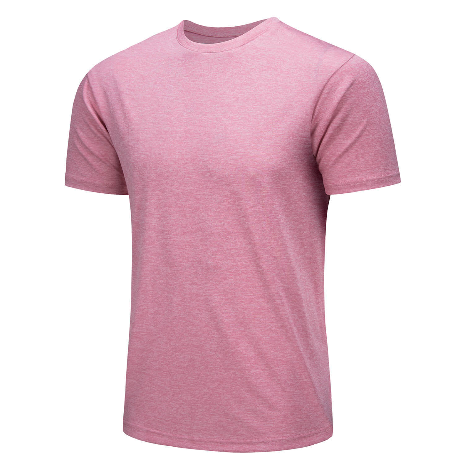Men's solid quick-dry round neck performance T-shirt lightweight breathable polyester athletic fit