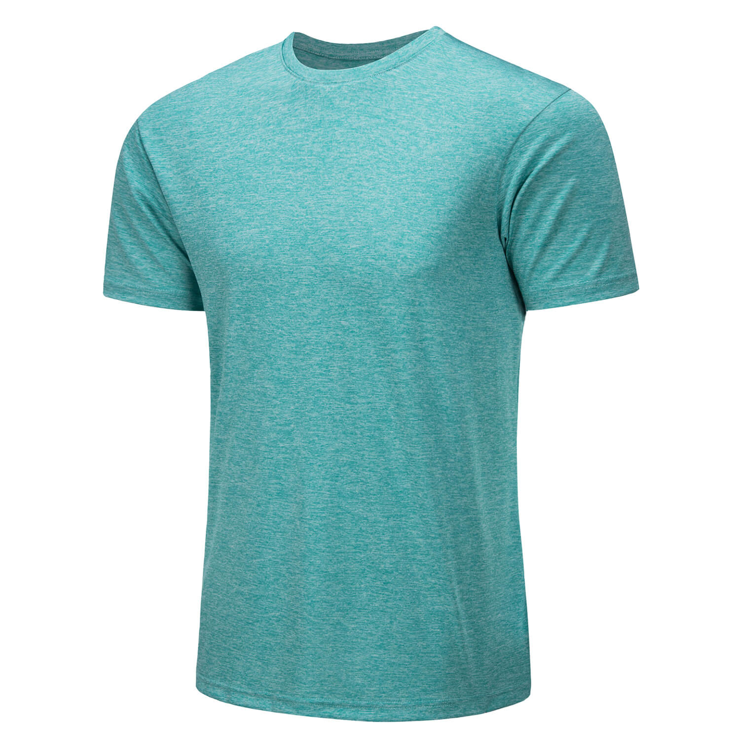 Men's solid quick-dry round neck performance T-shirt, lightweight breathable polyester for outdoor activities