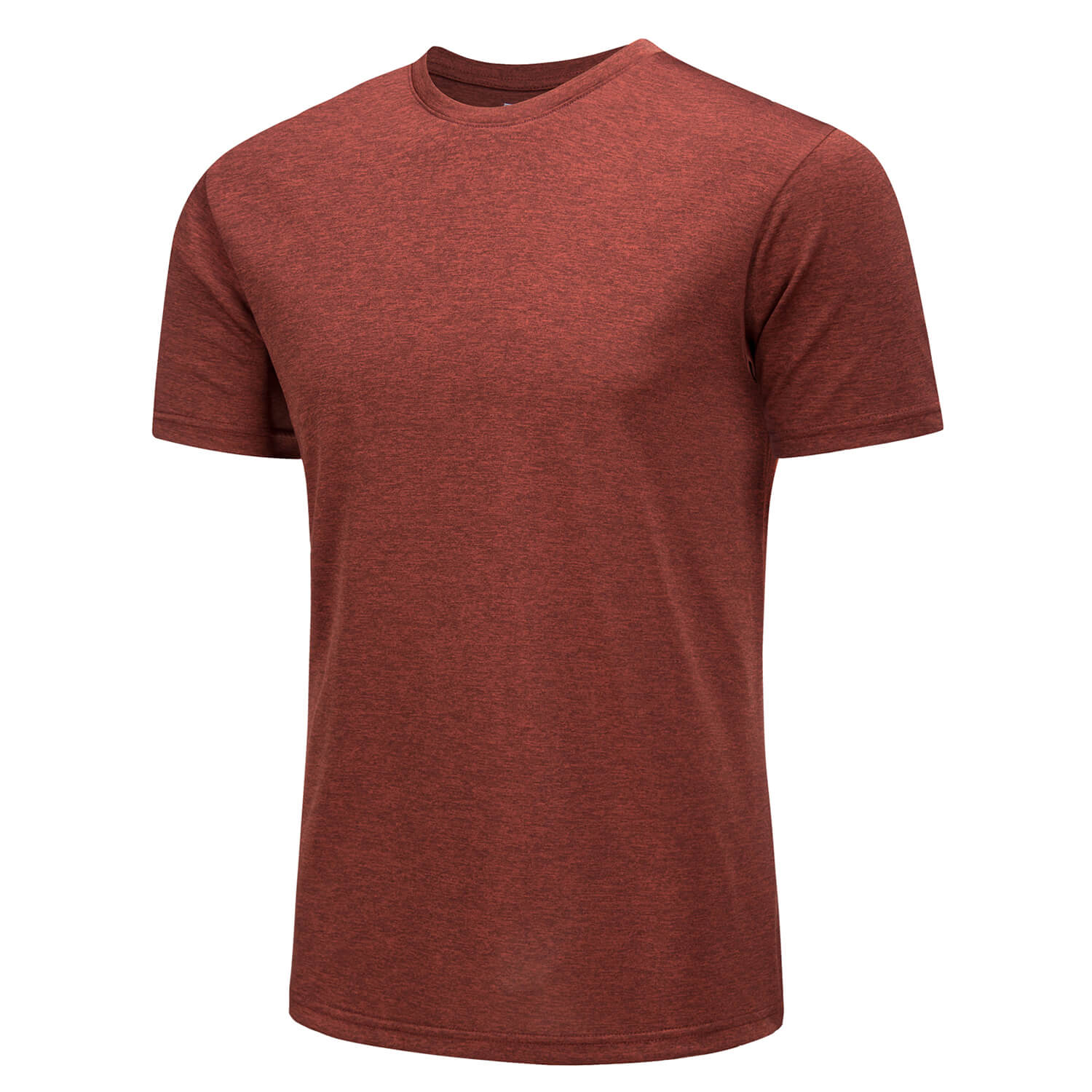 Men's quick-dry solid round neck performance T-shirt lightweight breathable polyester athletic fit