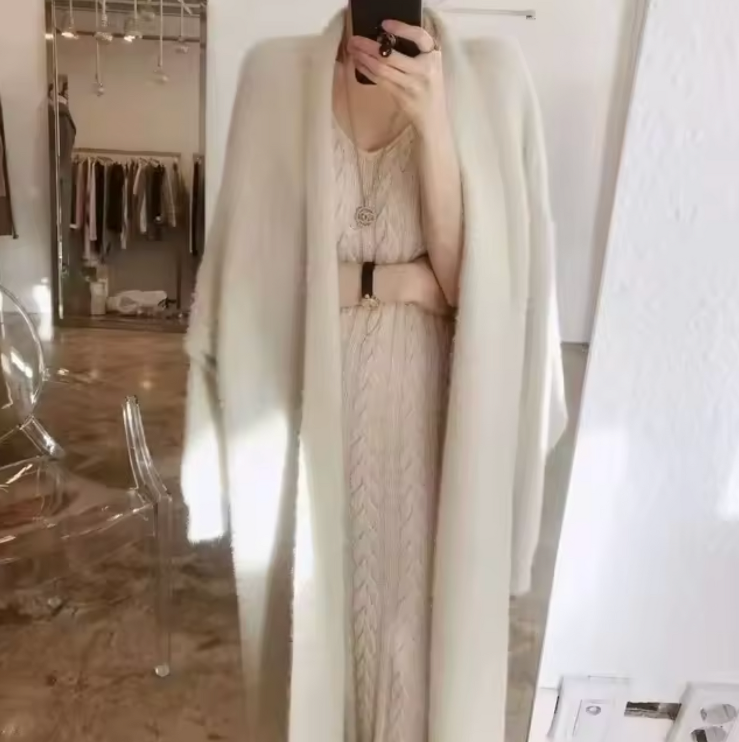 Women's oversized open-front long knit cardigan with draped silhouette for cozy everyday layering