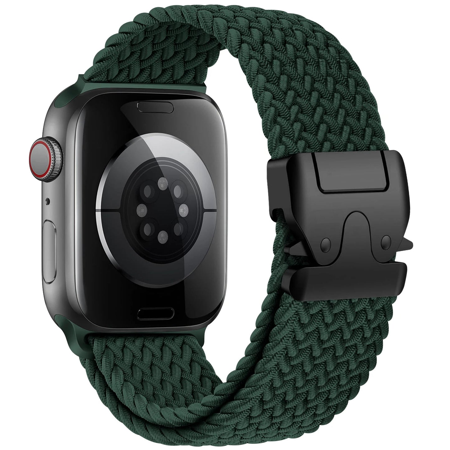 Strauss elastic nylon Apple Watch band with parachute buckle for active breathable comfort