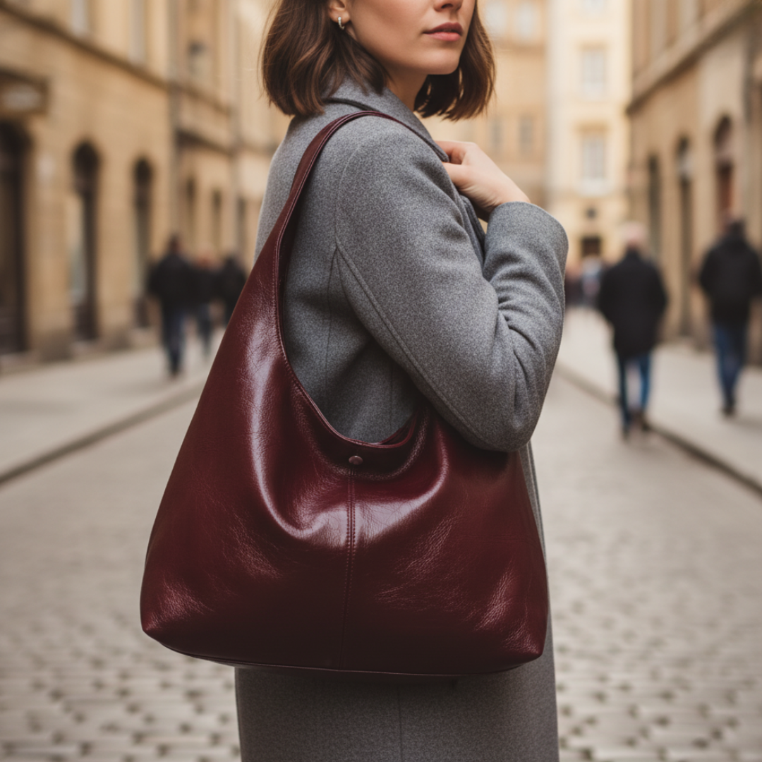 Women's large hobo shoulder bag synthetic leather spacious everyday carry flexible silhouette