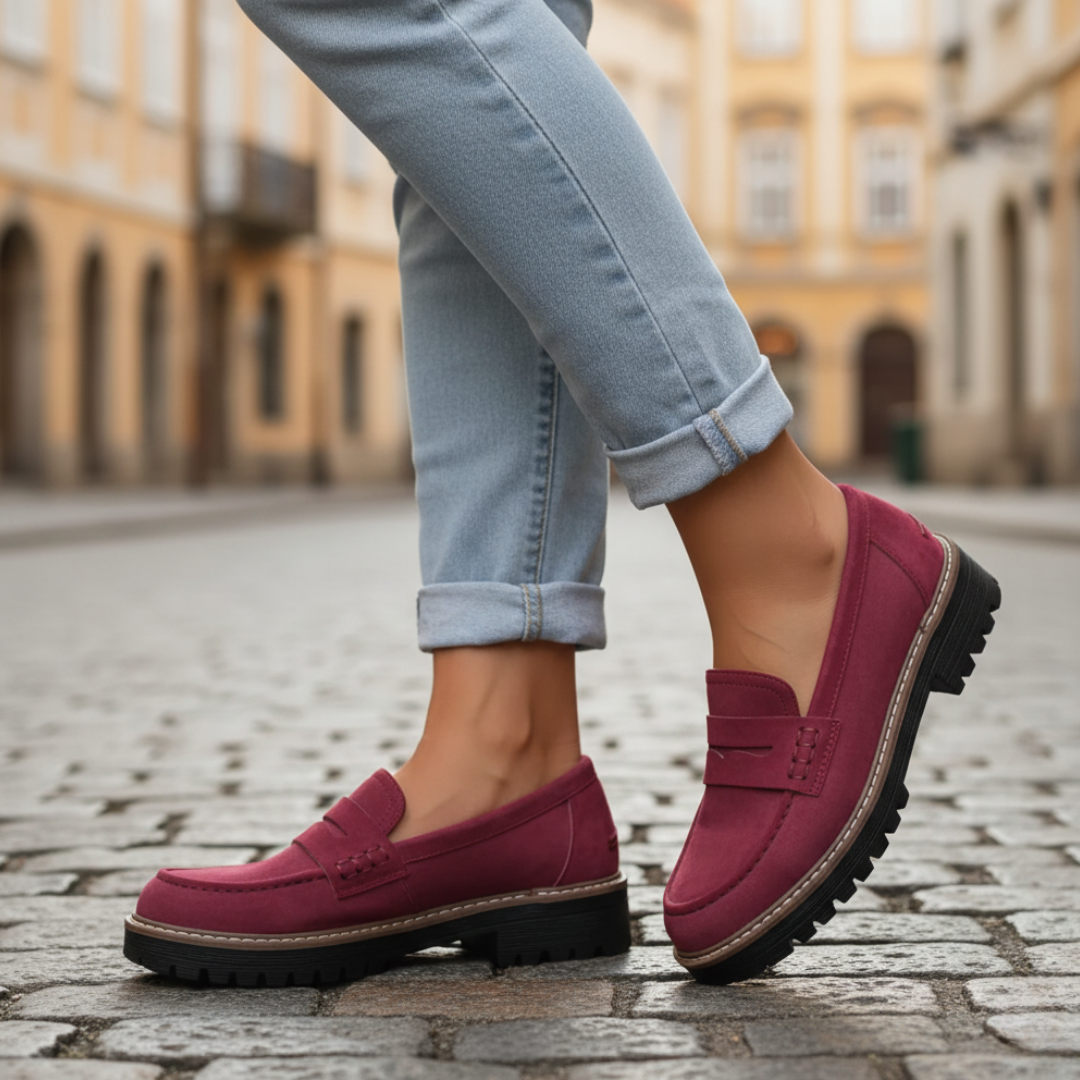 Women's slip-on moccasin shoes thick cushioned sole casual to semi-formal versatile neutral tones