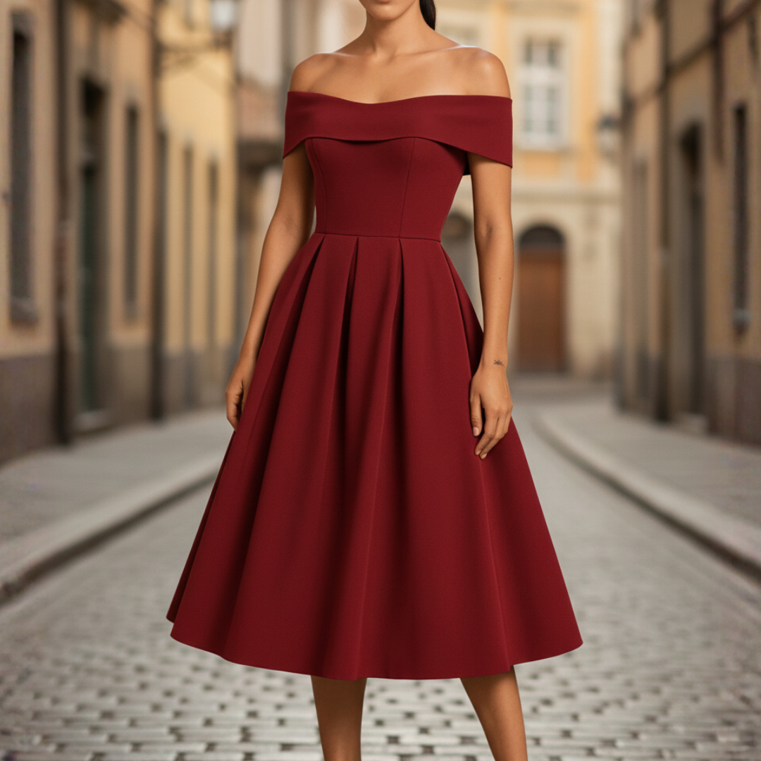 Women's strapless formal dress with flared circle skirt, lightweight fabric for elegant spring summer events