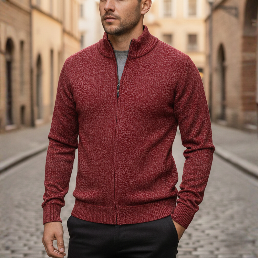 Men's lightweight polyester zip jacket in gray high collar casual slim fit everyday transitional layer