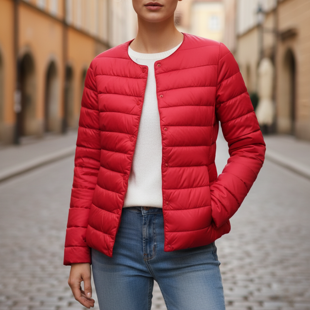 Women's long hooded down jacket windproof quilted silhouette with zippered pockets for cold weather