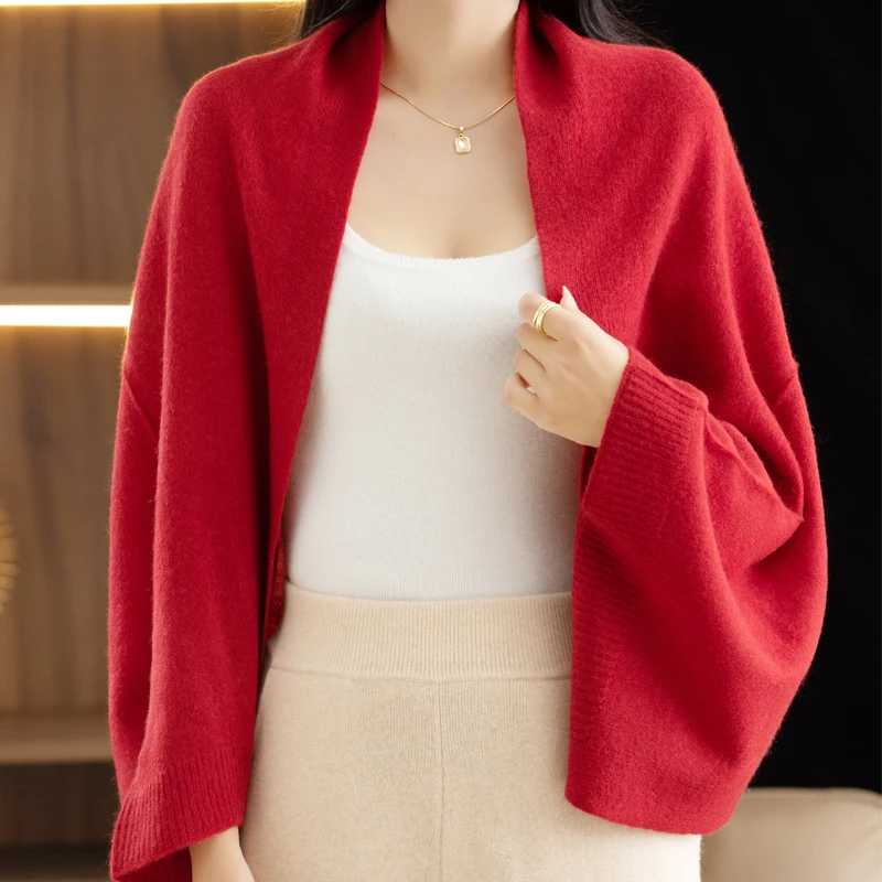 Cascade multiway merino wool shawl for women, soft neutral wrap with instant sleeve convertible design