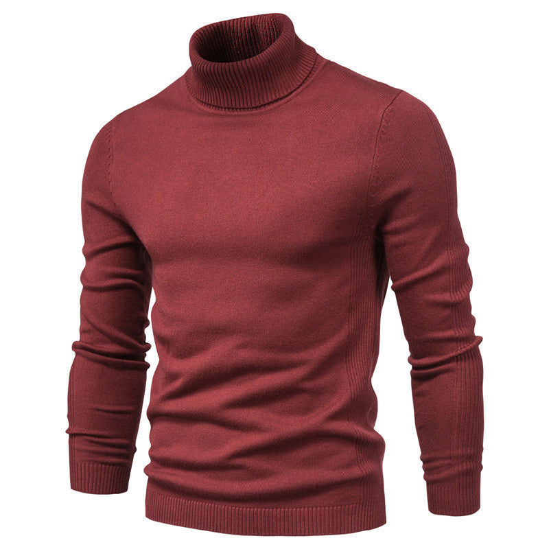 Men's slim fit cashmere turtleneck rib knit sweater, warm luxury professional style