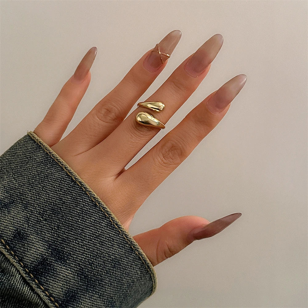 Vérité gold silver sculptural water-drop ring bracelet set bold adjustable statement jewelry duo