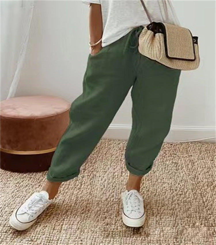 RIVE beige cotton linen relaxed-fit pants breathable lightweight comfort for professionals