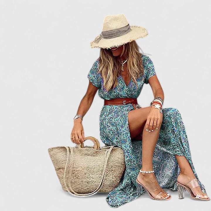 Jessica women's short sleeve maxi dress, breezy relaxed silhouette, flowing airy fit for summer