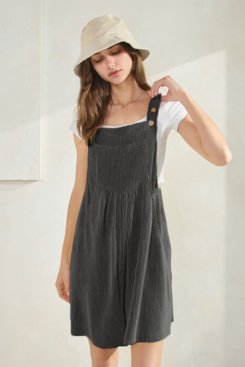 Women's ribbed knit overall romper jumpsuit casual summer one-piece with stretch comfort