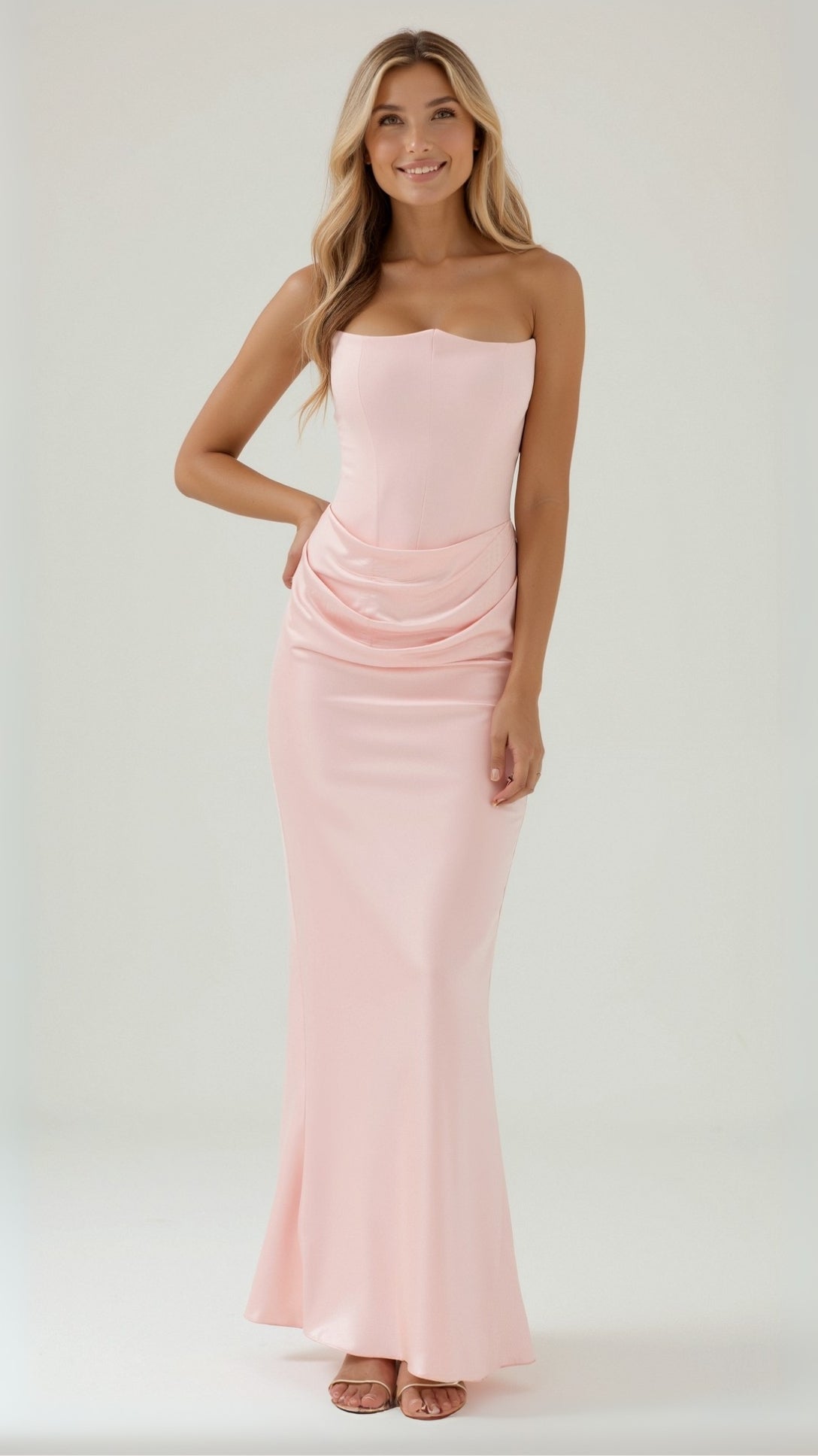 Women's black off-shoulder draped maxi evening gown with fitted silhouette for formal occasions