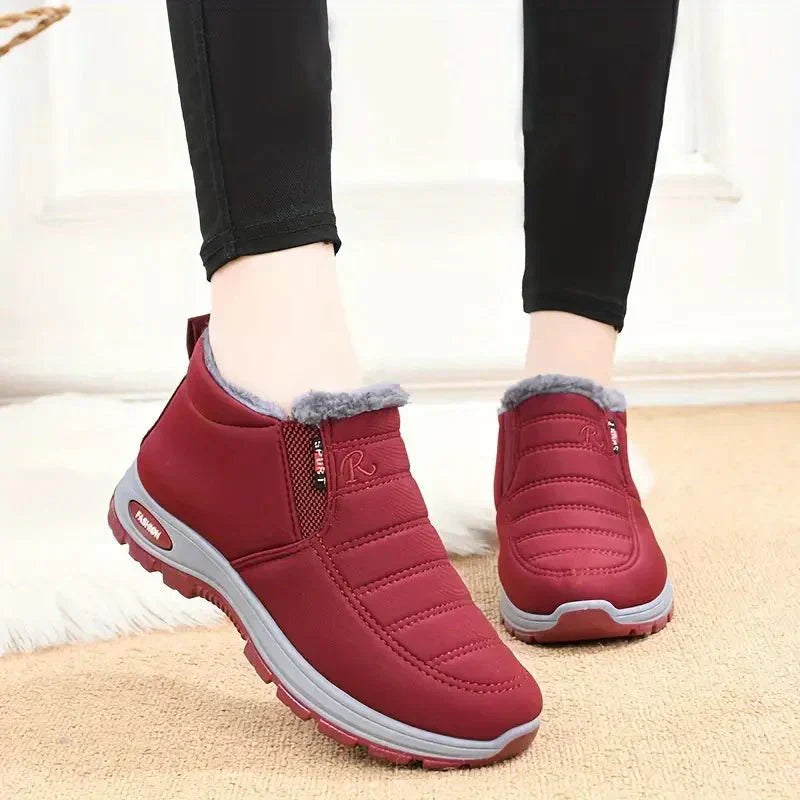 Women's black ankle boots warm lined water-repellent non-slip winter comfort boots sleek silhouette