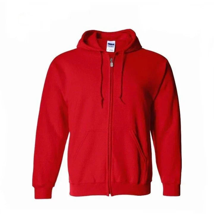 Men's gray zip-up hoodie comfort fit full-length zipper casual athletic streetwear everyday layer