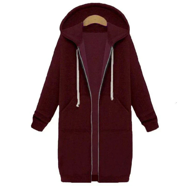 Women's longline zip-up sweatshirt relaxed fit modern silhouette casual everyday layer
