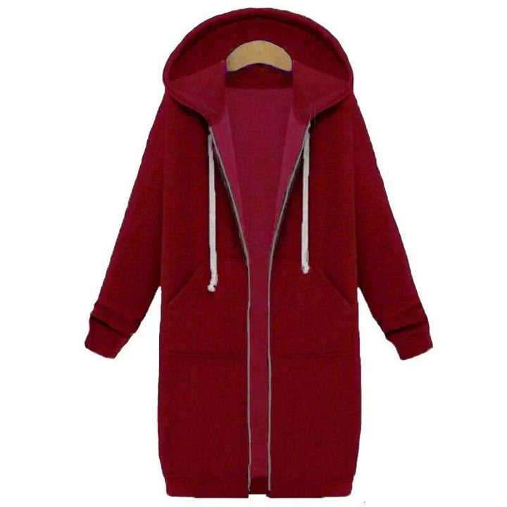 Roza women's longline zip-up sweatshirt relaxed fit with front zipper for casual everyday wear