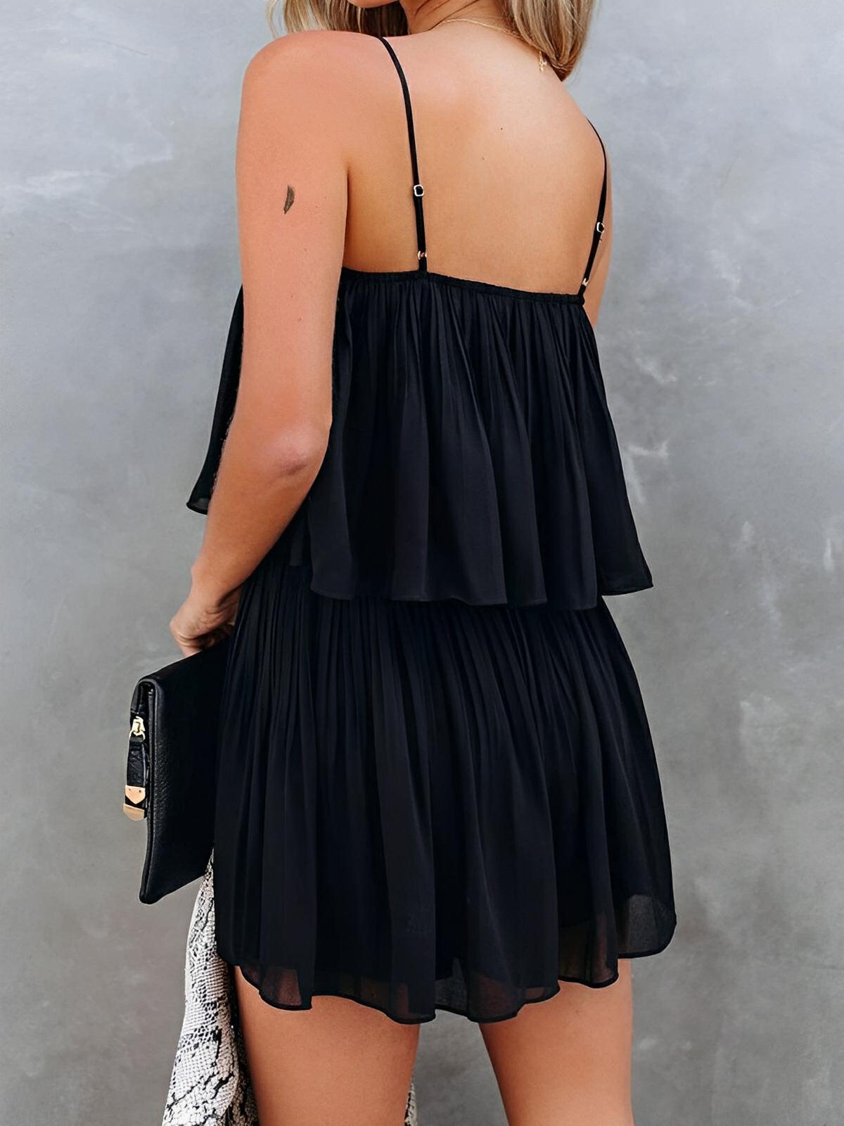 Ruched spaghetti strap romper flattering silhouette lightweight polyester beach brunch style