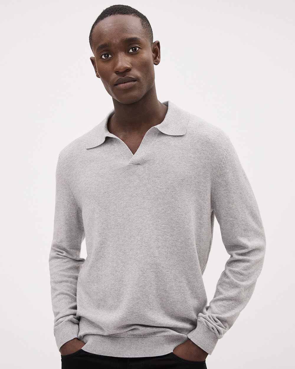 Men's white cotton polo shirt Johnny collar relaxed fit breathable everyday style