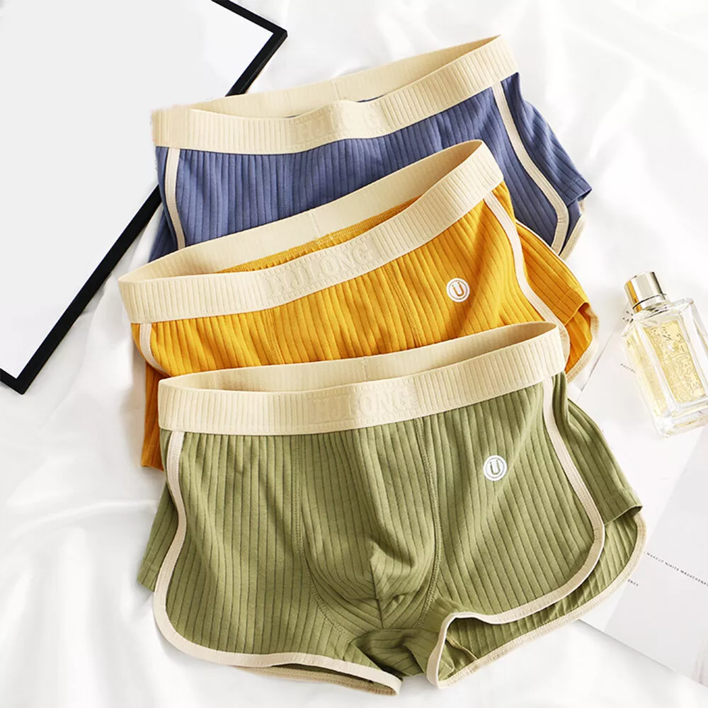 Men's fitted boxer briefs 3-piece set in ribbed texture with contrast trim, modern athletic cut